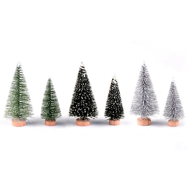 1 PC Artificial Christmas Tree Figurine Sisal Silk Cedar Pine Tree Mini Miniature Micro Landscape New Year Fairy Garden Decor