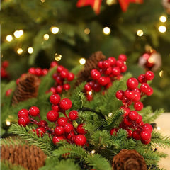 5PCS Christmas Berries Pine Branches Artificial Red Berry Wreath Christmas Tree Decorations For Home Xmas Party Table Ornaments