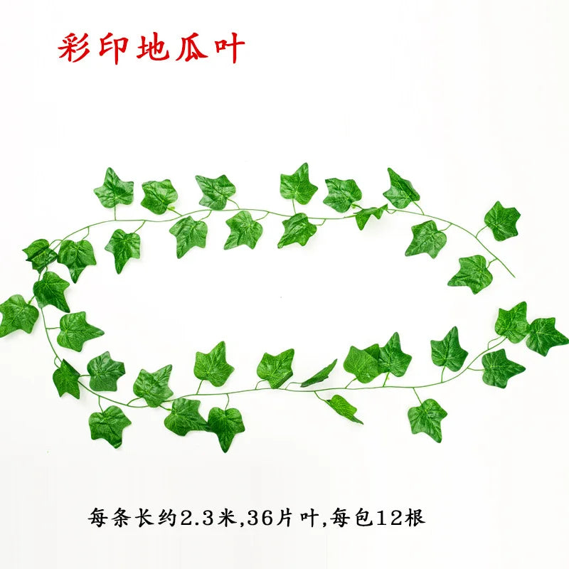 36pcs Leaf 1 Piece 2.3M Home Decor Artificial Ivy Leaf Garland Plants Vine Fake Foliage Flowers Creeper Green Ivy Wreath