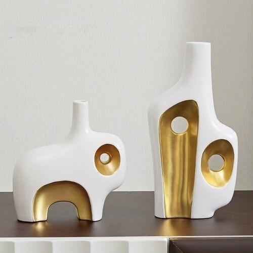 Abstract in Gold Vases