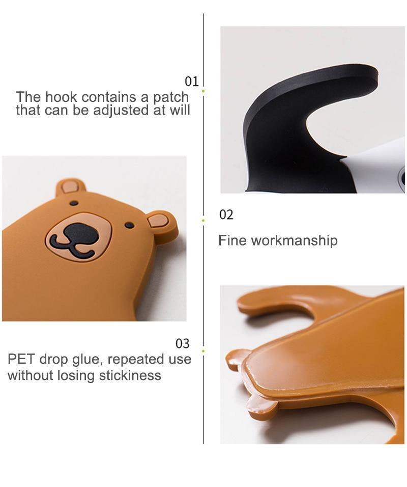 Flexible Adhesive Animal Fridge and Wall Hooks