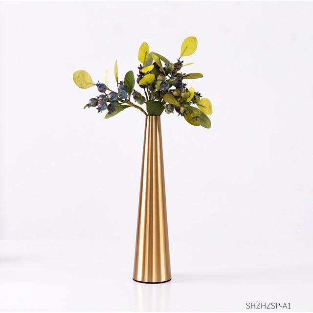 Gold Metal Cone Vase